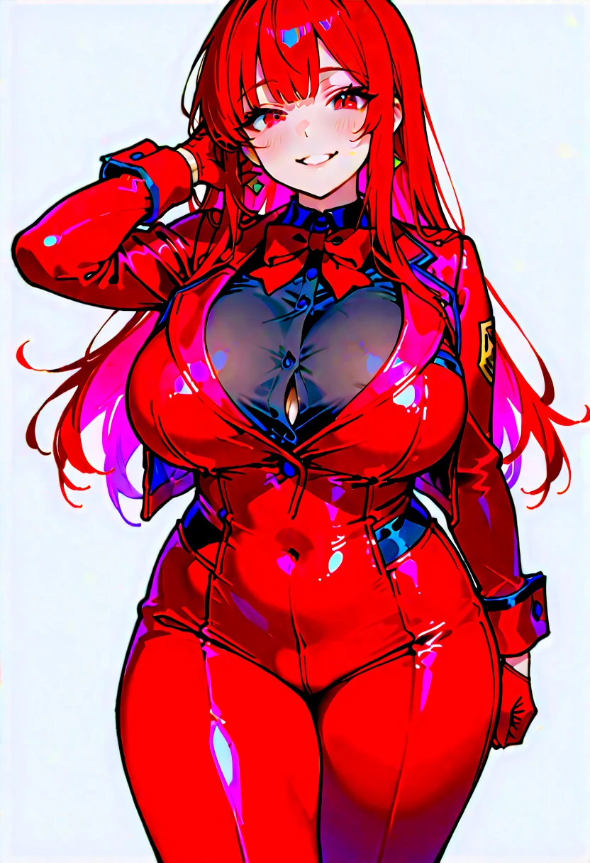 mujer madura, Ranma, red hair, Hairstyle cola de caballo, bunny suit, pechos gigantes,( pezones marcados en el bunny suit), labios, Cara traviesa, dark brown eyes, ruborizada ,ciudad medieval, Nube, muscle, ABS, cansada, sudorosa, grueso, standing, piernas abiertas, arms up, ( wet). En un cuarto