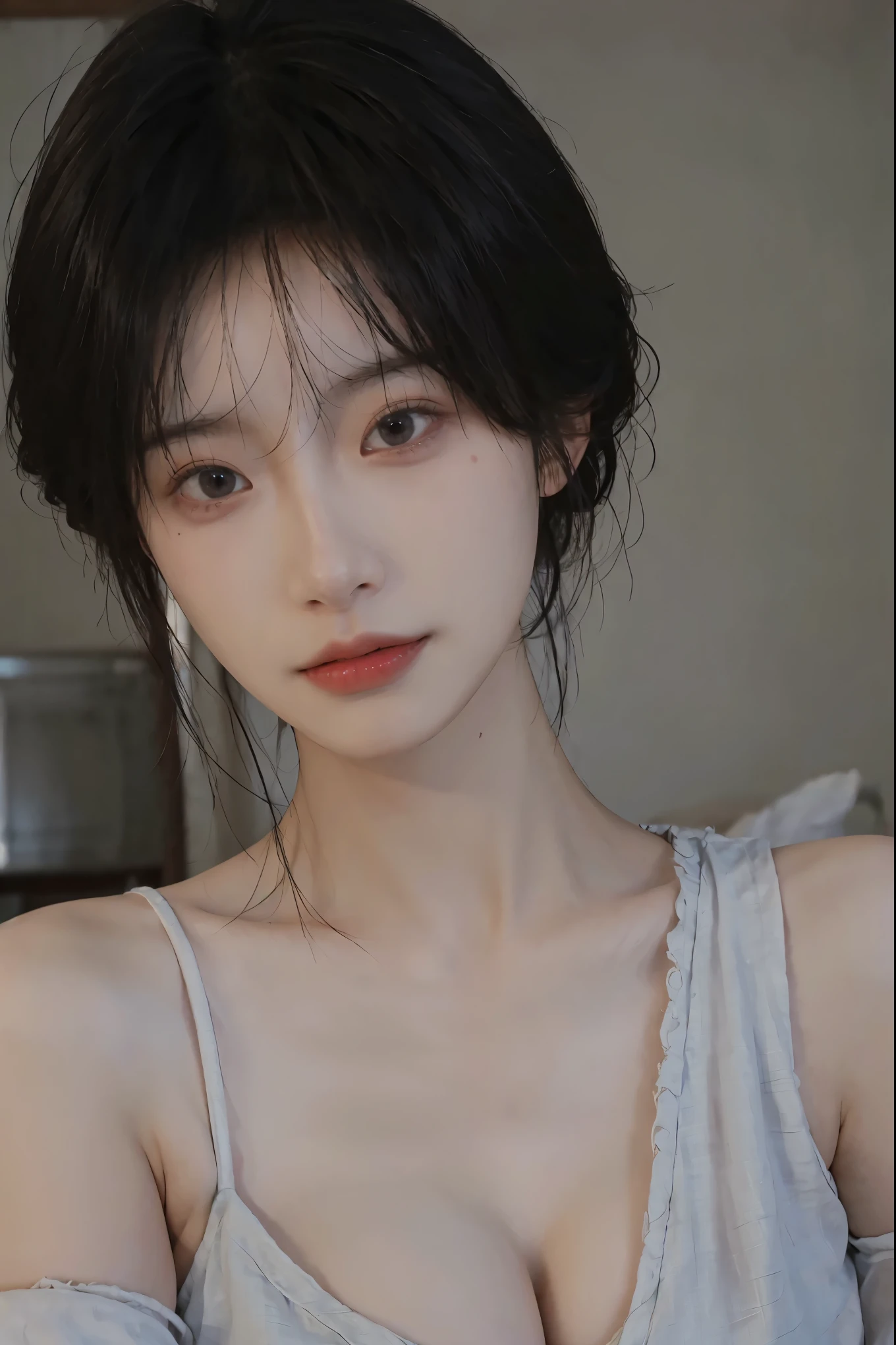 8K,Best quality, masterpiece, ultra high res, (photorealistic:1.4), raw photo, (Authentic skin texture:1.3), (film grain:1.3), (selfie angle),1girl,beautiful detailed eyes and face,masterpiece, best quality,close-up,upper bod,