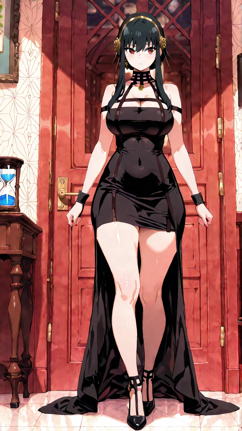 8K, (best quality:1.3), (masterpiece:1.3), (detailed:1.2), distinct image, (Cowboy shot), BREAK Solo, looking at viewer, Voluptuous body, Layered Cut Golden Auburn hairs, Mahogany eyes, Mesh Sleeve Bodycon Dress natural volumetric lighting, Artistic Background ((((standing upright))))