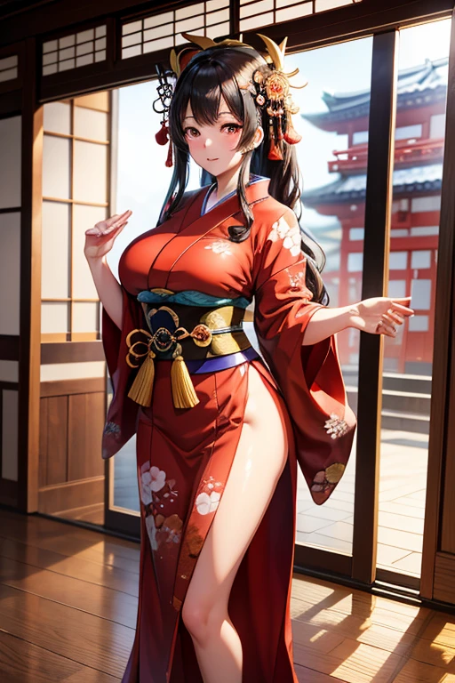 A sexy female in traditional japanese clothes