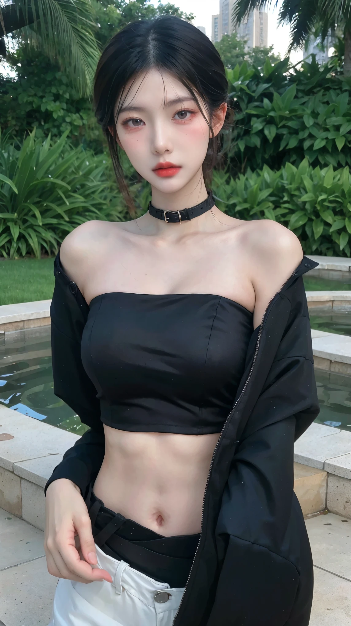 Skyscrapers, night view, balcony, Japanese woman, 30 years old, blacklong hair, wine glass, mature charm, composed expression, beauty blending into the night view, sexy, mature charm, movie scene
Outfit: Mature bikini showing off her long