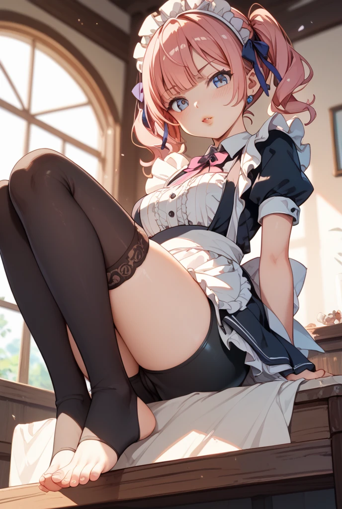 NSFW,Hololive,Minato Aqua,Twin tails,Maid clothes,High-quality lingerie,Embarrassed,blush,Mansion,Night office,(Perfect hands),(Perfect Anatomy),(masterpiece),(highest quality),One man,master,being molested by a man,A man is touching my buttocks,I feel pleasure,Sexual relief,Having sex,Creampie,orgasm