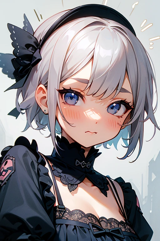 beautiful, masterpiece, Highest quality, anime, One girl, C Cup,Portrait Shot, View your viewers, Intricate details,>,((Covered、Short Hair、nearby、Blue Eyes、art、、White hair,Blue streaked hair、wallpaper、、hairpin、smile、Thighs、Race Queen、rq