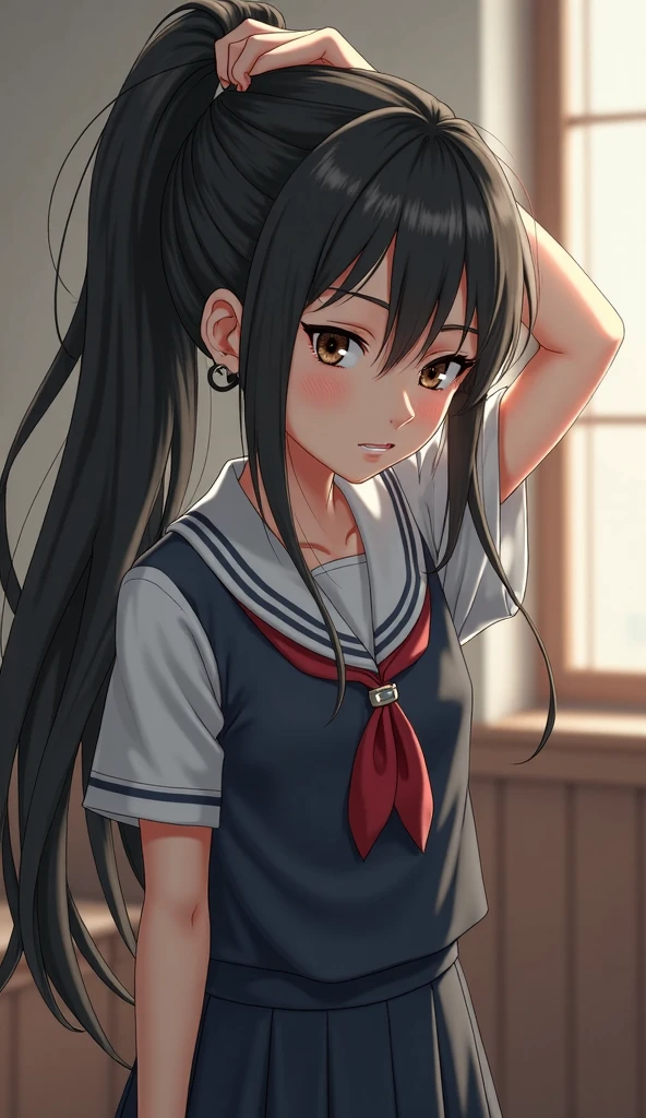 (masterpiece:1.3), (best quality:1.1), (8k, ultra detailed, ultra high res:1.2), ((anime style)), perfect 5 fingers, perfect anatomy,
1girl,
BREAK long hair, braid,
black hair,
red eyes,
(medium breasts:0.9),
basketball wear,
looking at viewer, cowboy shot,
perfect light,
(detailed background:1.2), inside, indoors, Gymnasium, basketball,