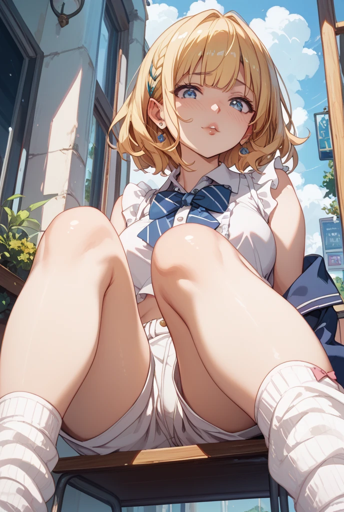 NSFW,masterpiece, Highest quality,from below,1girl, kinomoto sakura, naked,standing,spread legs,(embrassing,blush:1.5),(vapour:1.0),(wet:0.8),(Sweat:0.8),classroom