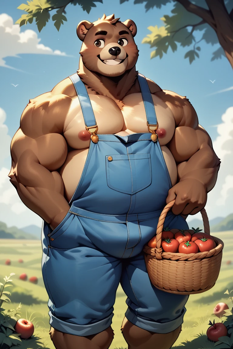 Muscle man naked full body chicken chop