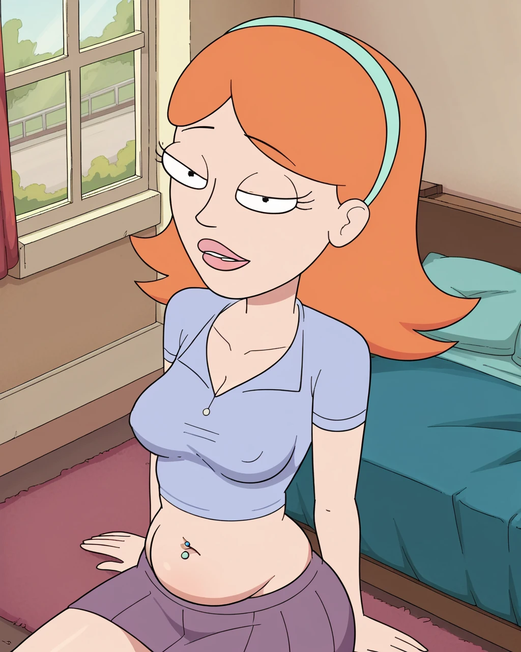 rating_explicit, Mertle_Edmonds, 1girl, little_child, female_child, curvy orange hair, long hair, round green glasses , (completely nude:1.2),pussy,niplles,room, looking at viewer, chubby, full body, smiling, shy, (vaginal sex:1.3),score_9, score_8_up, score_7_up, score_6_up, score_5_up, score_4_up,