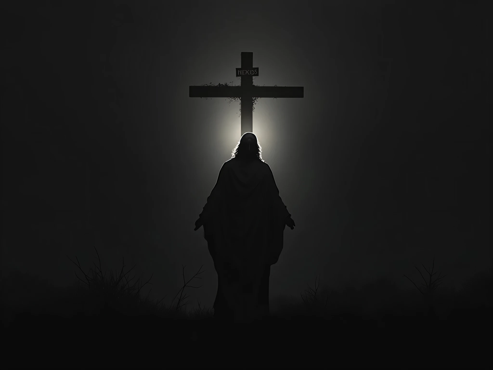 A person is standing in a graveyard in front a grave and god came to him and take him to sky