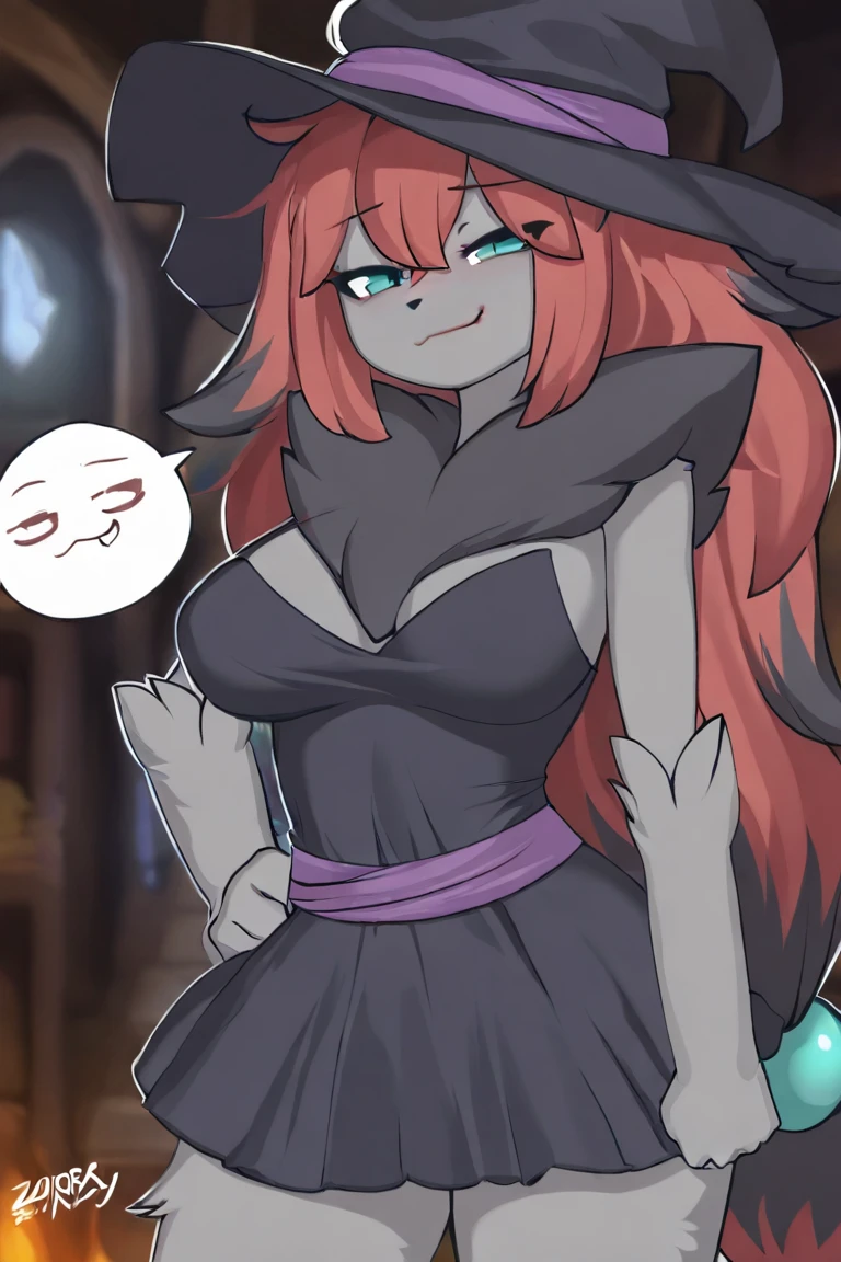 best quality, masterpiece, sketch, rough colors, dcsorc, witch hat, red hair, strapless dress, detached sleeves, large breasts, penis on face, penisface, penis, BREAK, penis awe break, (pov)