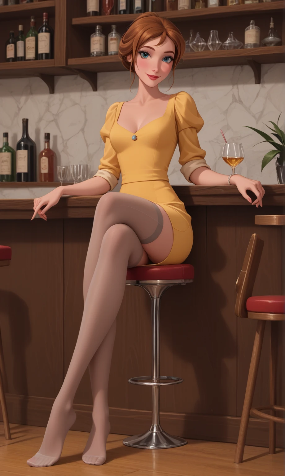 Emma Watson, at a fancy restaurant, sitting at a table, plates full of meat, plates full of food on table, wearing a miniskirt, wearing a tight red dress, wearing a choker necklace, wearing fishnet stockings, medium breasts, (medium breasts:1.5), cleavage, chubby belly,