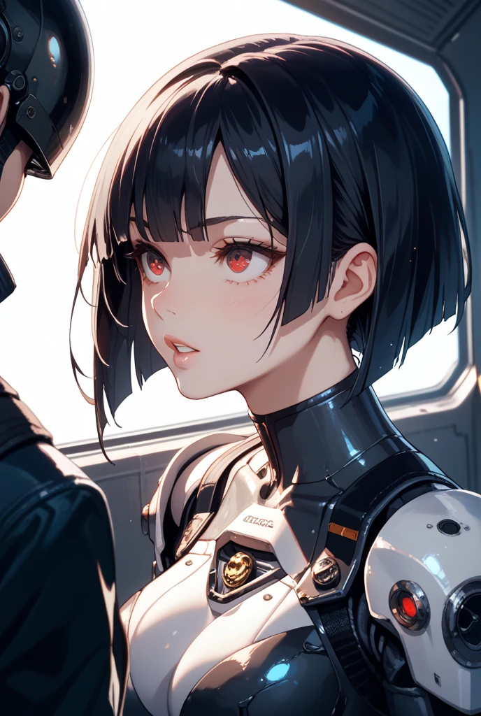 ((คุณภาพดีที่สุด)), ((ผลงานชิ้นเอก)), (รายละเอียด), 1สาว, black armor, Curtain Bangs, black hair, กระโปรงสั้น, หน้าอกใหญ่, city background, night, เหมือนจริง, 8k, cyborg, cyberpunk, natural lighting, soft lighting, sunlight, HDR (High Dynamic Range), Maximum Clarity And Sharpness, Multi-Layered Textures