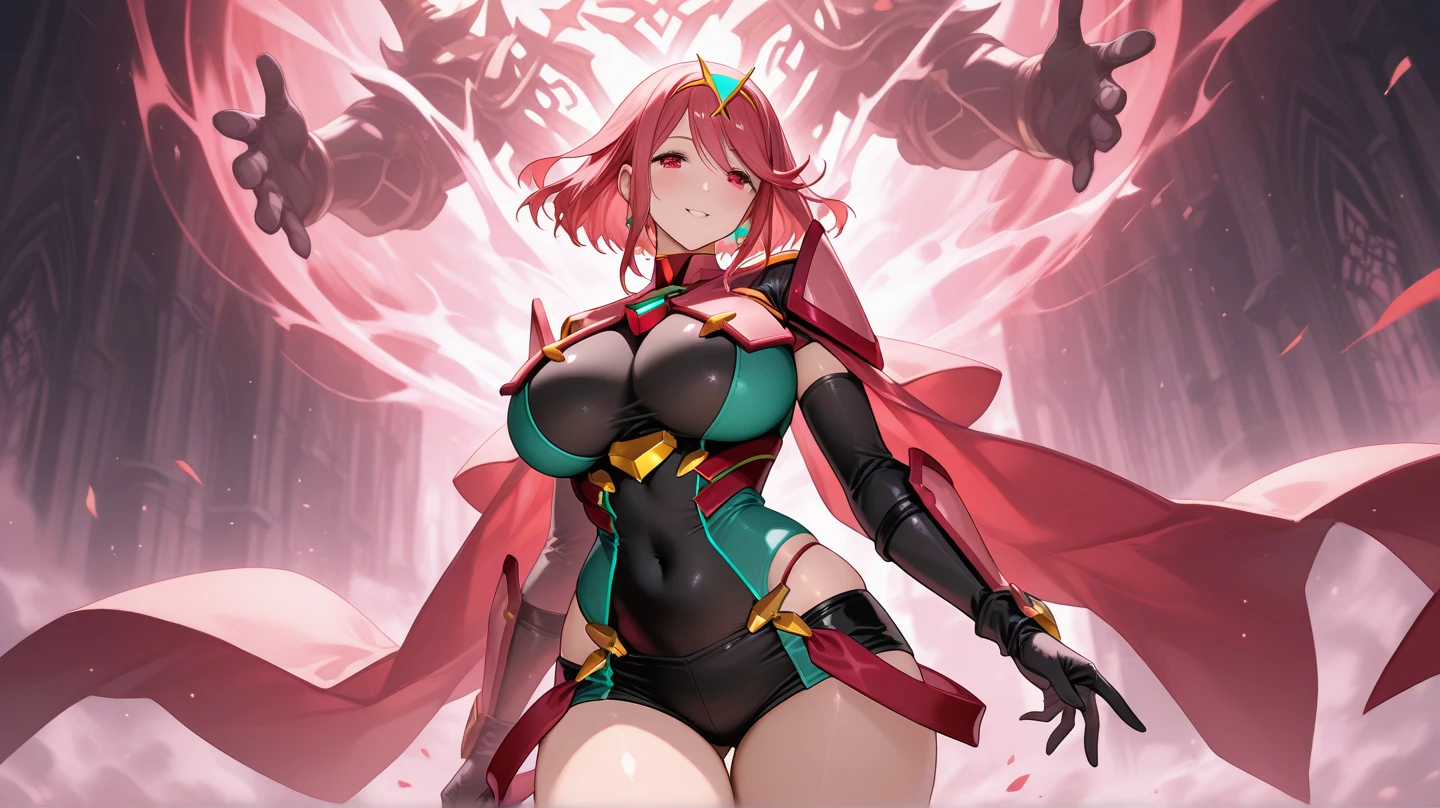 NSFW,{{1 girl, Nekoda Tsuna, vspo!}},Super detailed, masterpiece, absurd, high resolution, very aesthetic, (anime, masterpiece, complexity: 1.3),(Top Quality, High Texture, (4k), (Incredible Detail: 1.4), Full Body, Shiny Skin, Ponytail, Bangs, Cute Face, (Perfect Eyes), (Detailed Eyes), (Shining Eyes), Beautiful Eyes, Bright Eyes, Cute Eyes, Cute Smile, Small Fangs, Cross Earrings, Red Armor, Gold Carving, White Cape Fluttering in the Wind, Highly Detailed Clothes, Beautifully Made Outfit, Gauntlets, Red Mini Skirt with Gold Decoration, Zettai Ryouiki, Big Breasts, Deep Cleavage, Side Boob, Windblown Hair,Fluffy Waist, Thighs, High Legs, Knee High Socks, Armored Boots, High Heels, Dynamic Pose