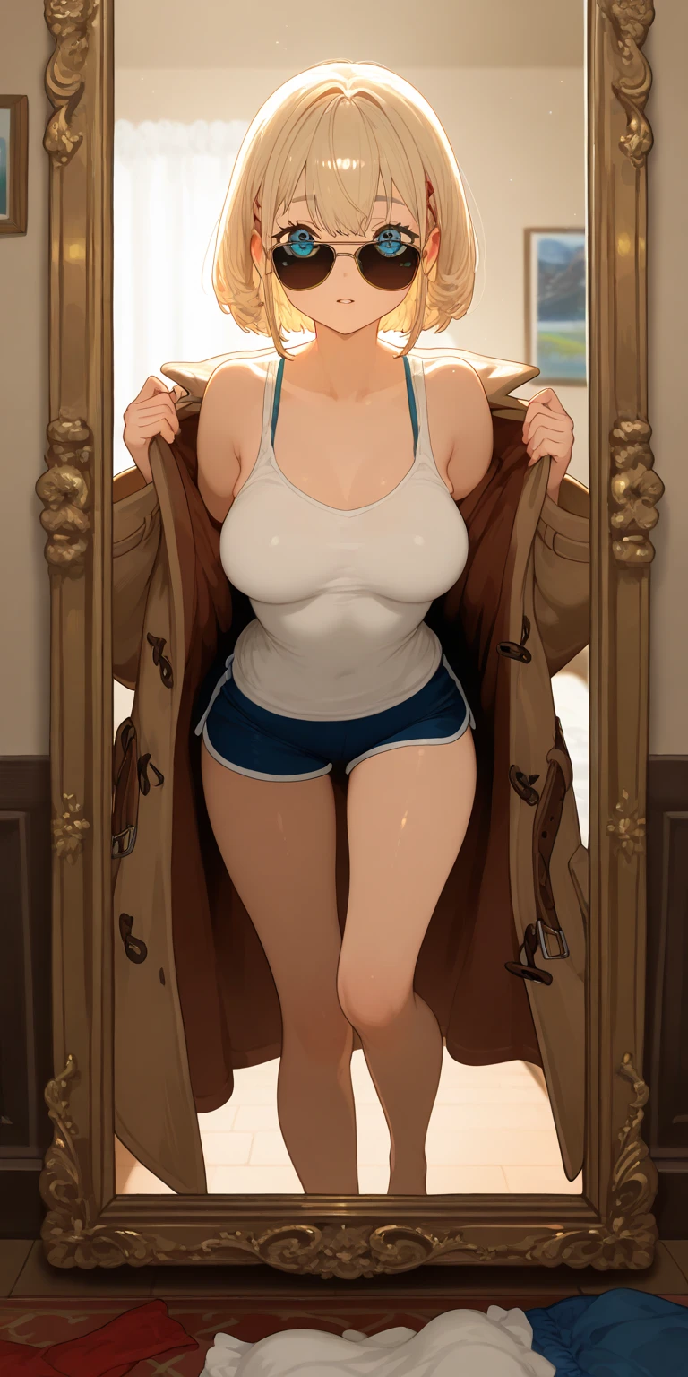 masterpiece, Highest quality, Cute Mature Woman,Small breasts that are just beginning to grow, hair ornaments, Twin tails,Large areola,Erect nipples,Floral Panties,hoodie,,Patterned knee socks, necklace, skinny ,,((Showing panties)),