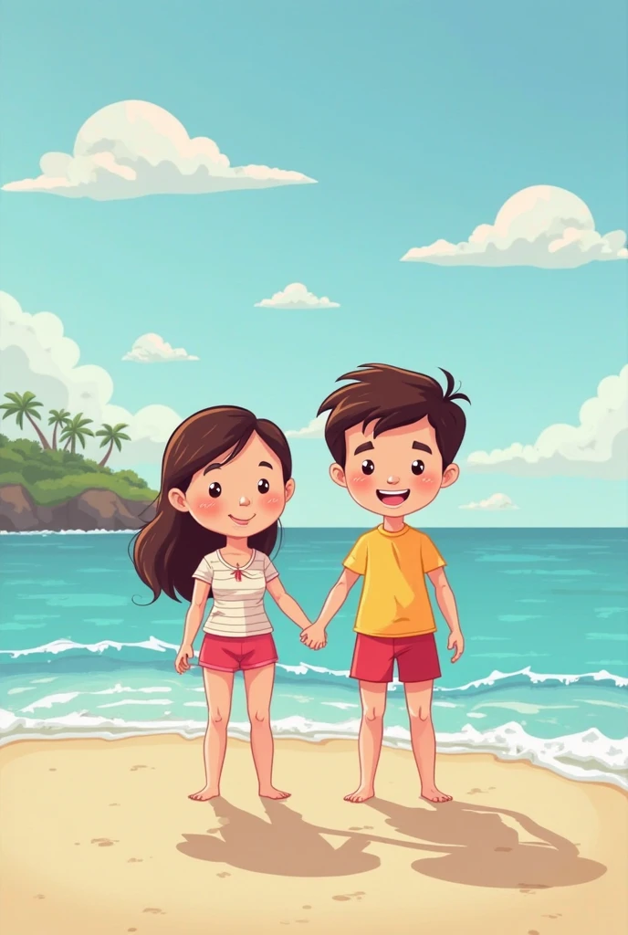 Boy and girl bestfriend background beach 18 plus