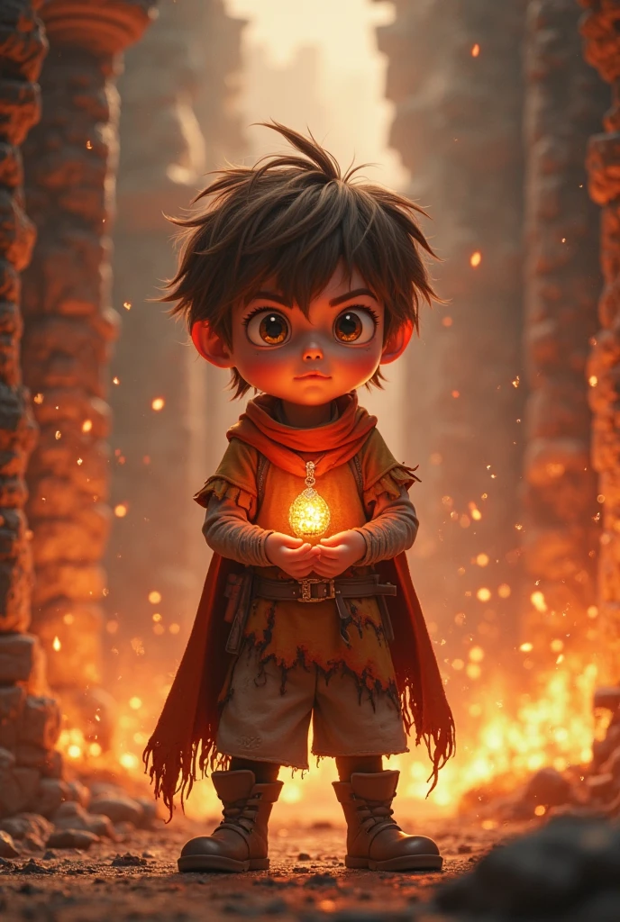 I want an animated photo of an emotion from Pixar Fun . boy ,with hair and fringe the color of fire and red skin