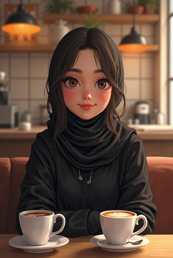 muslim woman in hijab holding abread in front of a city skyline, urban girl fanart, artwork in the style of guweiz, in an anime style, by Naza, by Ei-Q, high quality fanart, inspired by Fathi Hassan, in anime style, lofi portrait, 🤤 girl portrait, detailed fanart, inspired by Shaddy Safadi, with sunset