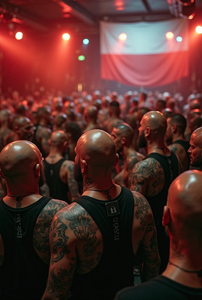 <lora:Roger_Deakins_Cinematography:1>, Skinheads, strip club,, movie still, Horror Genre