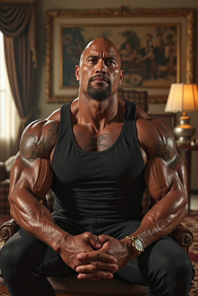 NSFW Naked muscled Dwayne Johnson lying on the floor、lying down with your legs open and raised , his anus sticks out