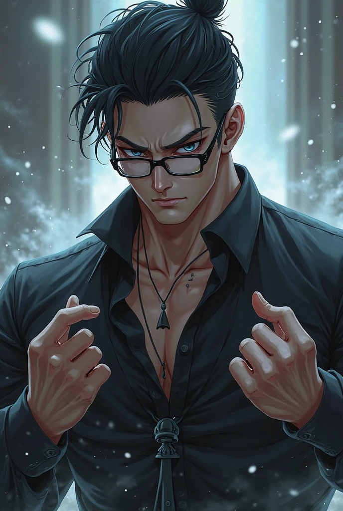 Masterpiece, surreal scene, solo, shirtless young man with a canine head, wearing spectacles, holds a knife dripping with blood-red liquid, deep in contemplation, ultra-detailed, realistic, hyper-realistic rendering, (glossy skin: 1.2), intriguing, mysterious, dynamic light and shadow playing on his gradated fur, high-resolution image, razor-sharp focus, depth of field, hyper-realistic textures, expressive eyes, deeply engrossed expression, captivating artpiece, unspeakable tale told through subtle gestures and unspoken words, original and thought-provoking composition.