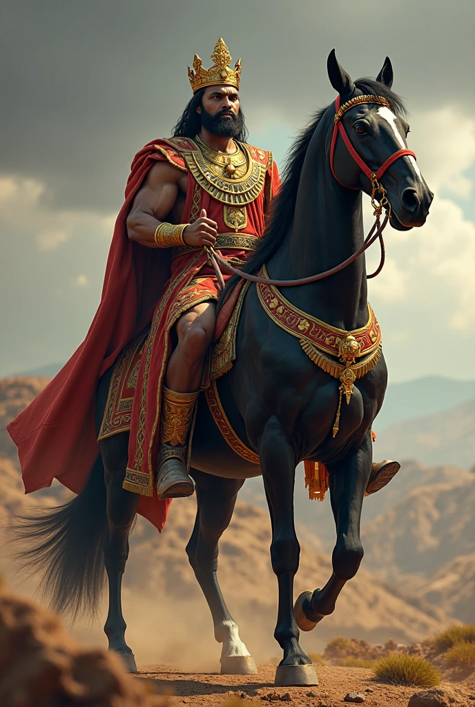 Egyptian warrior on top of a powerful horse