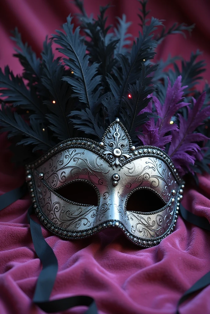 Generate me an image of a purple mask with black details