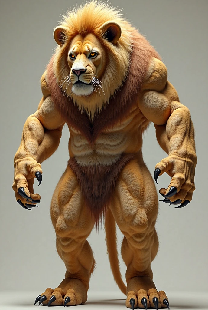Uma imagem realista de Lion-o dos thundercats, super gigante musculoso, with muscular arms, olhos azuis, uma cauda, super peludo de pelo marrom, com as veias saltando, ombros largos, giant toned physique, veias musculares estourando, usando colete azul rasgada, barefoot, em pose de fisiculturista, levantando um alteres, em seu castelo