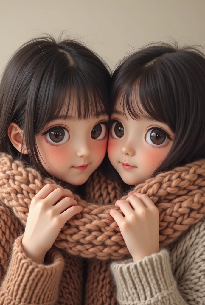 Two girls, twins, curly brown hair, in cold clothes, shocking a lot
 INFO