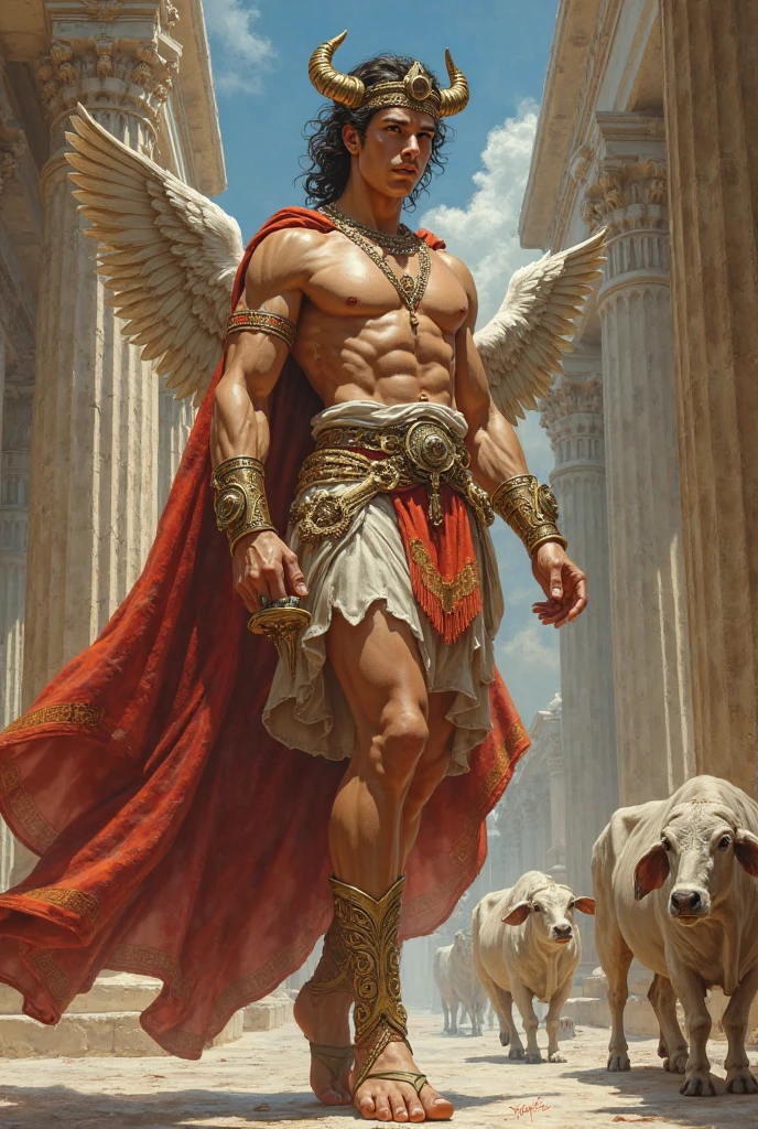 Perfect proportion, anatomically correct, (from head to foot: 2.0), (Full body image: 2.0), alone, extremely stylized, abnormal art, strong,muscle,Chest and abdominal muscles,underwear,Handsome young blond man,Six Wings,masterpiece, Very detailed, delicate eyes, expressive delicate eyes, Detailed student, Futuristic, ((Religious temple filled with golden decorations)), ((religious clothing)), (cybernetic weapons:1.4), big boot, Full body image,Extensive decoration,, full-body shot, nvink punk, Professional photos of Alexander_skarsgard, tassel, Large beads, (大tassel), religious painting style, ink punk, paint tray, Ink splatter, (Action poses:1.0), chain mail
