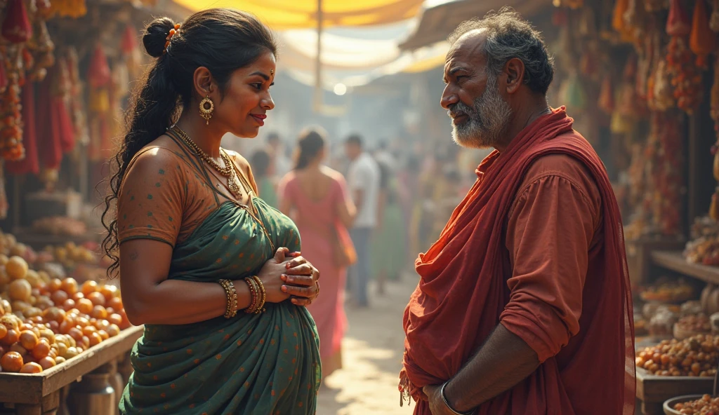 Group of Indian ancient men forcing pregnant women with saree by tying huge stone in her legs into the well
