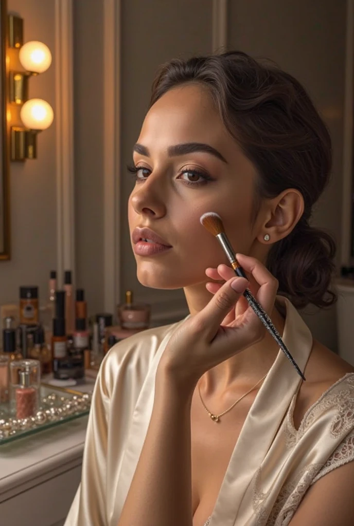 Create a woman doing make up