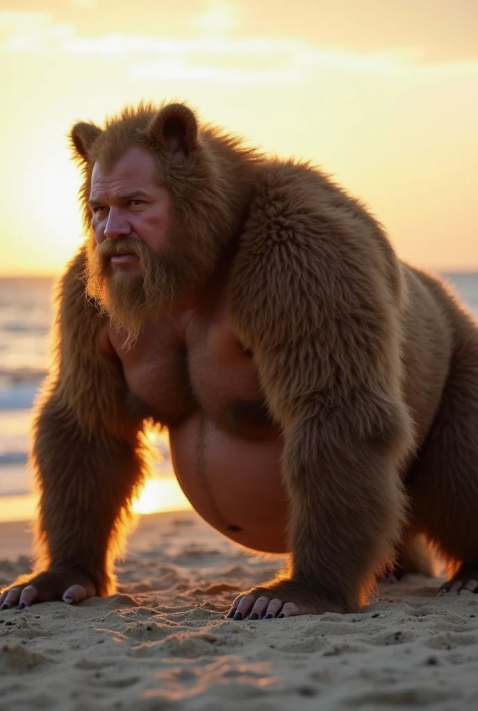 Create a hyper-realistic ((full body shot)) representation of Ron Perlman characterized as Monkian, the character from the ThunderCats. Highlight Monkian distinctive skin in detail and capture Ron Perlman's signature facial features while maintaining his authenticity, ((white fur)) and simian characteristics
