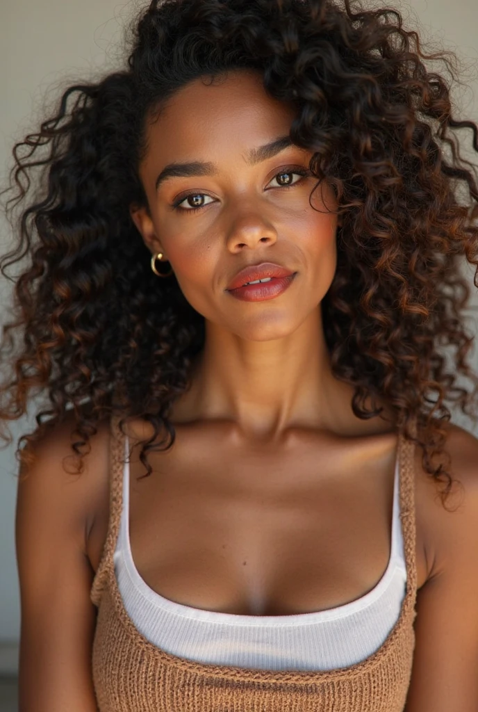negra natural beauty,brown-skinned beauty,beautiful black girl with long natural black hair,half-body image,glamorous portrait,professional studio lighting,ultra-detailed description,vivid colors,realistic,portrait style,shining eyes,full lips,captivating smile,curly hair,afro hairstyle,healthy and shiny hair,gorgeous curls and coils,smooth and voluminous locks,natural texture and movement,deep and intense black color,soft and silky touch,beautifully styled hair,meticulously cared for,strands flowing gracefully,face framed by the hair,natural black hair as the focal point of the image,confident and radiant expression,sophisticated makeup enhancing the natural beauty of the face,colorful and vibrant background,complementing the natural beauty,stylish and fashionable outfit,accentuating the elegance and charm,confident and empowering pose,positive and empowering message,celebrating the beauty and diversity of black women.