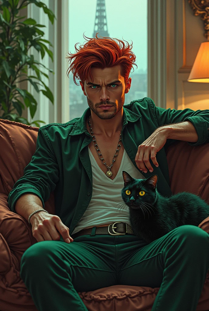 a man with green hair and piercings carrying an orange cat wearing a black hat, roronoa zoro, cool anime 8k, high render portrait 8k, high realistic anime, cg game, trending on artstation.', inspired by Yoshihiko Wada, very detailed and beautiful fanart, fierce expression 4k, very detailed 8k, cgi anime, trending on artstationhq