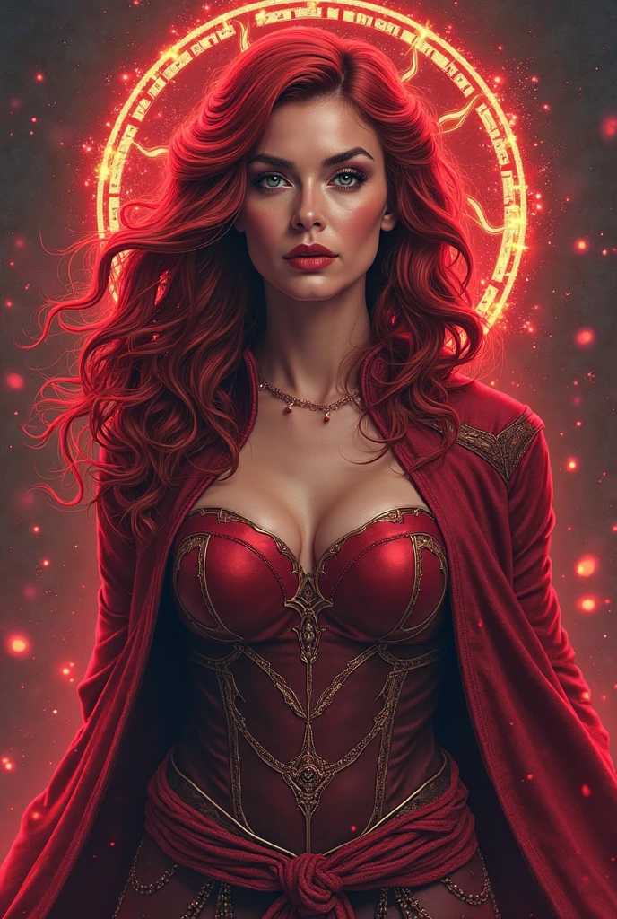 Portrait, beautiful woman with vivid red hair hair and a silky red dress, hourglass figure, symmetrical figure, highly detailed face, beautiful face, calming black eyes, lush red lips, smiling, alluring, stunning digital illustration, cosmic fantasy background, beautiful digital artwork, magenta lighting, glossy digital painting, gorgeous digital art, 4k detailed digital art, beautiful digital illustration, 4k highly detailed digital art, beautiful digital art, realistic digital art 4k, realistic digital art 4k, airbrush digital art