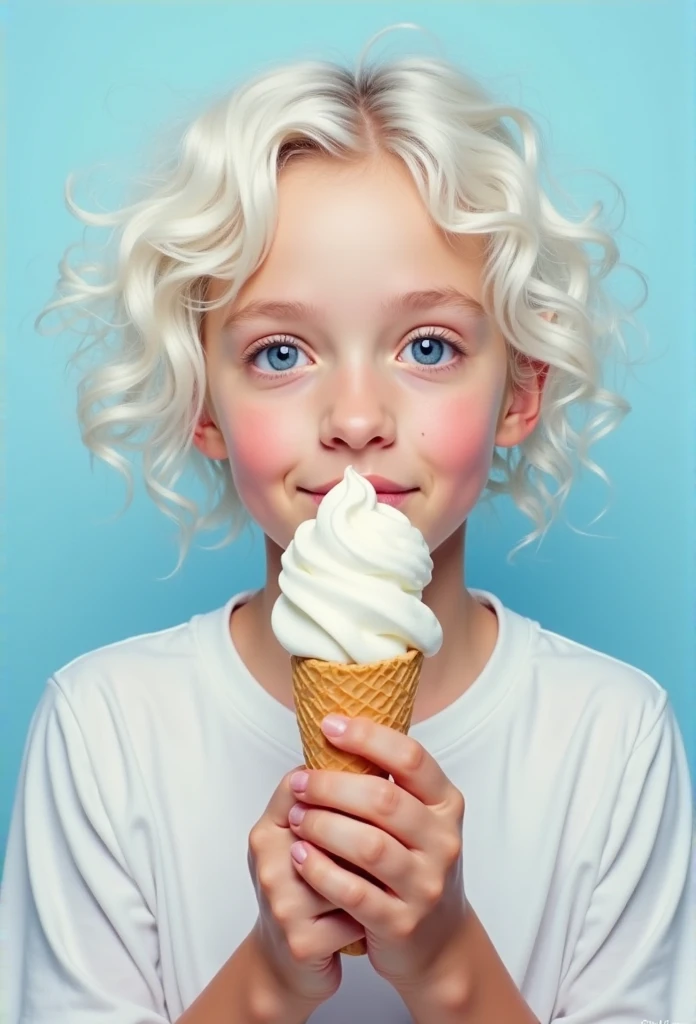chibi style masterpiece,best quality,bellissima,1girl, solo, gray eyes, half body, yellow hair, cute, adorable, bright colors, cheerful, highly detailed, smile, icecream Cup