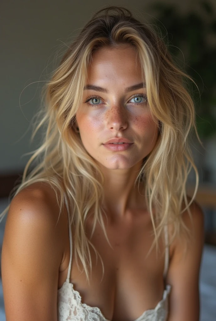 a blonde or brunette lazy in the beauty codes of the moment in order to make tiktok
