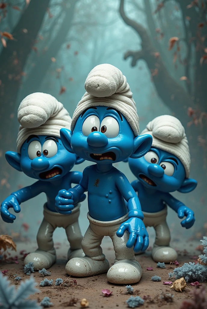 Smurfs with tattoos Giving someone the finger, gangster