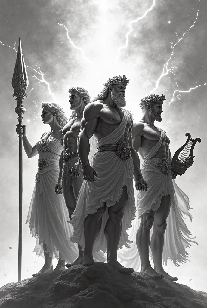 Greek god Hades, the lord of the underworld, and Greek goddess Persephone, the goddess of spring. Extraordinary beauties, perfect bodies, detailed rendering.