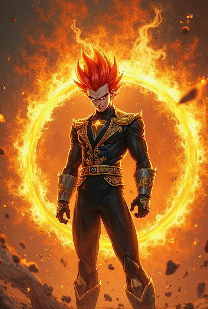 : Max Flames has flaming, orange hair that looks like dancing flames. This trait is a visual representation of your power and fiery personality. When he's excited or emotional, suas chamas parecem crescer e brilhar mais intensamente. No entanto, quando Max fica nervoso ou com medo, suas chamas podem diminuir e se tornar mais suaves. This unique trait is part of their identity and influences their relationship with the world around them, since he needs to be careful not to cause accidental fires when he's very agitated.