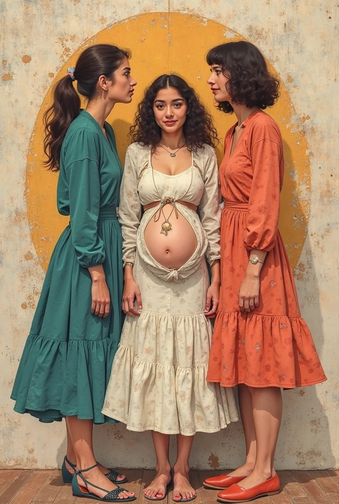 3beautiful women,pregnant, smile,hijab, ,eropan,cina,curve body,sexy model,curve model,bbw body,big body,shap body ,thick body,pake sarong dress ,kuning,hijau,biru,ungu,pingk,merah,orange abu sedang di sungai