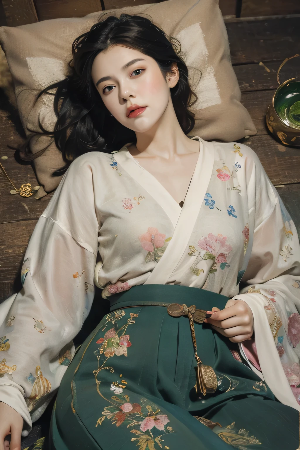 ((best quality, 8ก, Masterpiece: 1.3)), Point of interest: 1.2, perfect body beauty: 1.4, bottom: 1.2, ((Layered haircut)), (Wet clothes: 1.1), (rain, road:1.3), (chest: 1.2), (Hanfu: 1.2), bare shoulders, Bare legs, Highly detailed facial and skin textures, good eyes, Double eyelids, Whiter skin, long hair, (shut your mouth: 1.5), (bokeh background: 1.5), Big chest。nude、My shirt fell off、open shoulder、short skirt、