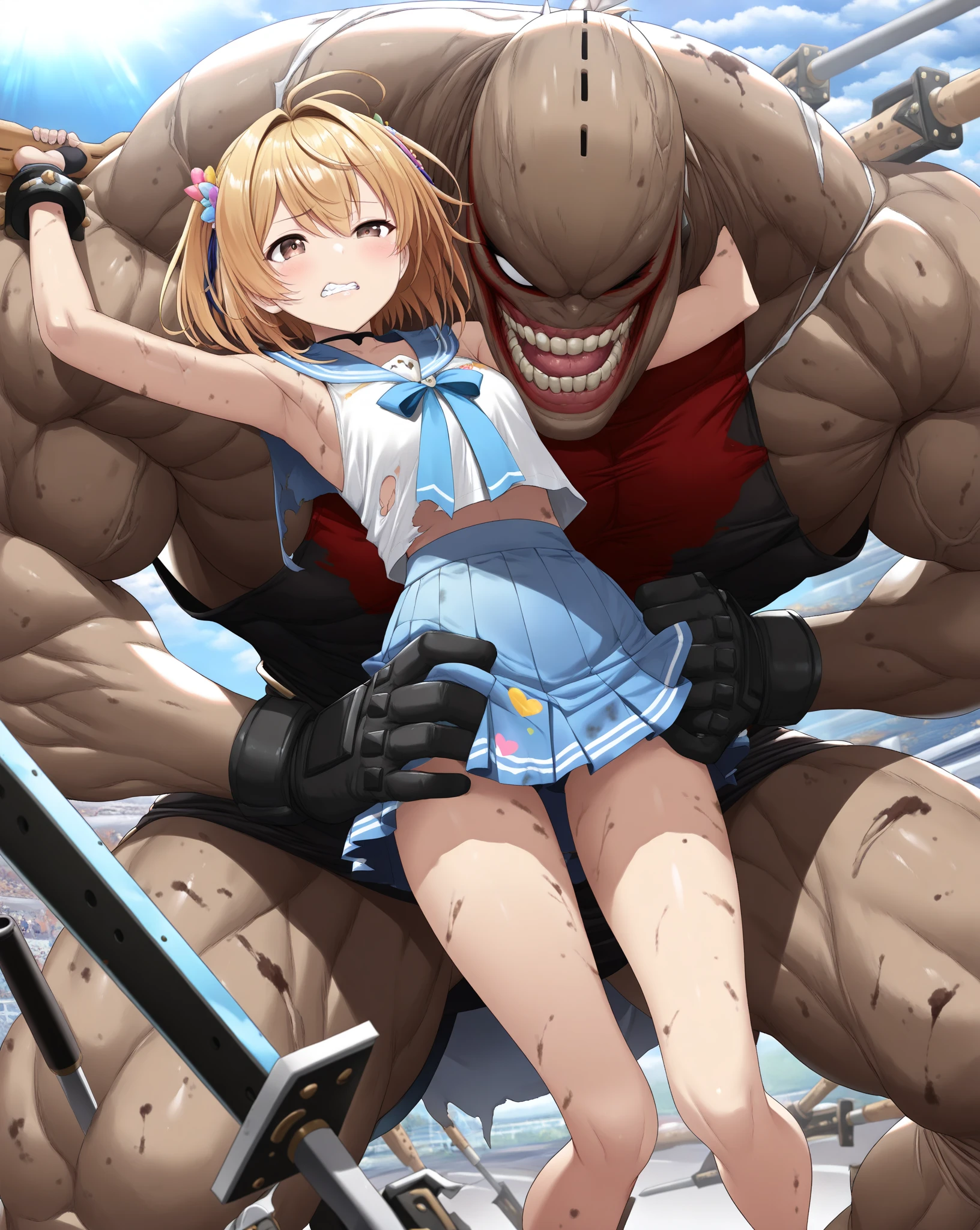 (best quality, masterpiece, uncensored, high quality, ultra detailed, extremely detailed CG, beautiful face, beautiful eyes, beautiful hair), solo, (1girl, (((amber hair, salmon pink inner, Hair Flaps, long side_ponytail)))), (((((competition swimsuit, collar, clothing aside))))), (((((extremely awesome detailed deep-silky-healthy-lackwarm-foundational-baby face))))), nsfw, peeing, pussy, skindantation, hiqcgbody,(gleaming skin), (outdoors, alley:1.2), masterpiece,best quality,(size difference:1.4),(huge male necromancer,(monster:1.3),vampire standing:1.3), meatshield style and (1girl) and (monster sex), motion lines,(suspension,reverse suspended congress),(absurd stomach bulge), collar, chain,cum, penis, tears, small breasts, nipples,large insertion,teeth, bound, bdsm,rolling eyes, vaginal,bondage,navel, tongue, open mouth, crying with eyes open, pussy, ahegao, tongue out, spread legs, (legs up),restrained, testicles,fucked silly, cuffs, nude, black collar,veins,arms up, (eerie atmosphere, horror theme), suspenders, (extremely awesom e detailed and ribbon:1.3),(extremely awesome detailed deep-silky-healthy-lackwarm-foundational-soft-skin:1.1), (extremely awesome detailed gleaming skin), (extremely awesome detailed pretty face, extremely awesome detailed eyes, extremely awesome detailed shiny hair:1.2), (embarrassed, closed mouth:1.4), extremely awesome detailed dynamic lighting, extremely awesome detailed caustic, extremely awesome detailed deep shadows,(best quality, highres, absurdres, extremely awesome detailed CG unity 8K HDR wallpaper, perfect anatomy:1.1),(extremely awesome detailed realistic, extremely awesome detailed 3d:1.0)