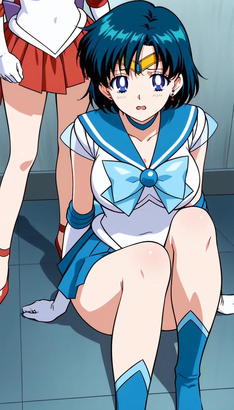 masterpiece, Highest quality, High resolution, Sailor Mercury nude 1990s \(style\),、(Big Breasts)、Sweating all over the body、vapor、Spread your legs、Tentacles wrap around the body、Tentacles wrap around your arm、Tentacles wrap around legs、Tentacles enter the vagina Despairing face