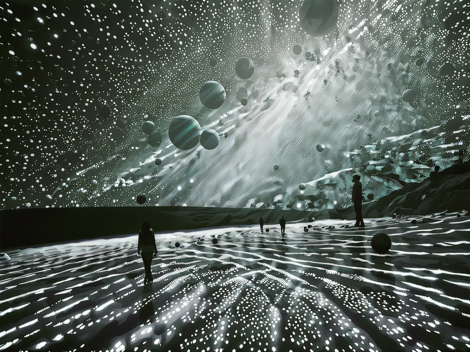 (best quality, masterpiece), (less light,black white room, broken window background, floating many glowing glass pieces, swirl, city outside the window, dark sky outside the window, gray mist),