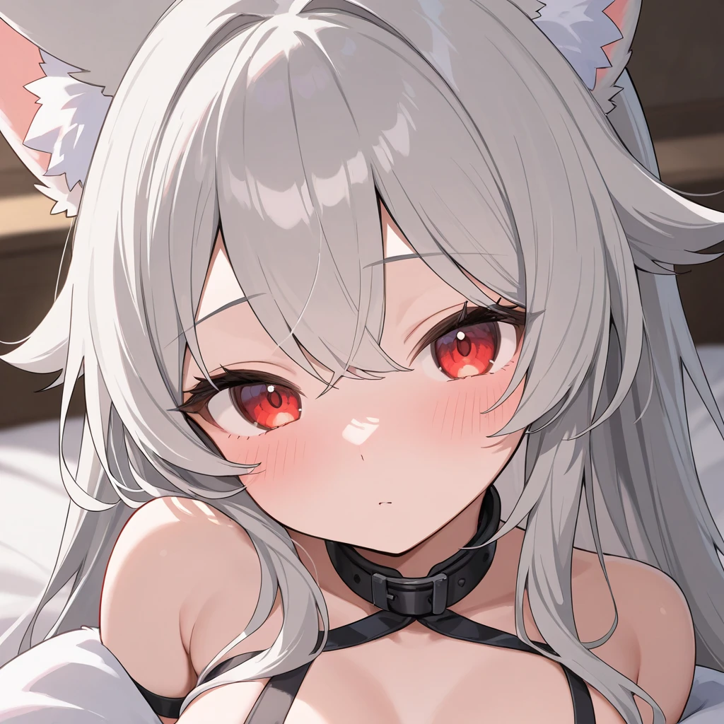 ((highest quality, 8K, masterpiece,high resolution、High resolution、Sharp focus、highest quality)),(1 girl, dark skin,white hair, yellow eyes, cat ears, little girl),medium breasts,slim body,put hands up,Shiny skin、Moisturized Skin、cameltoe, having convulsions, sweat,lying on the bed, missionary,nipples through, view from above,