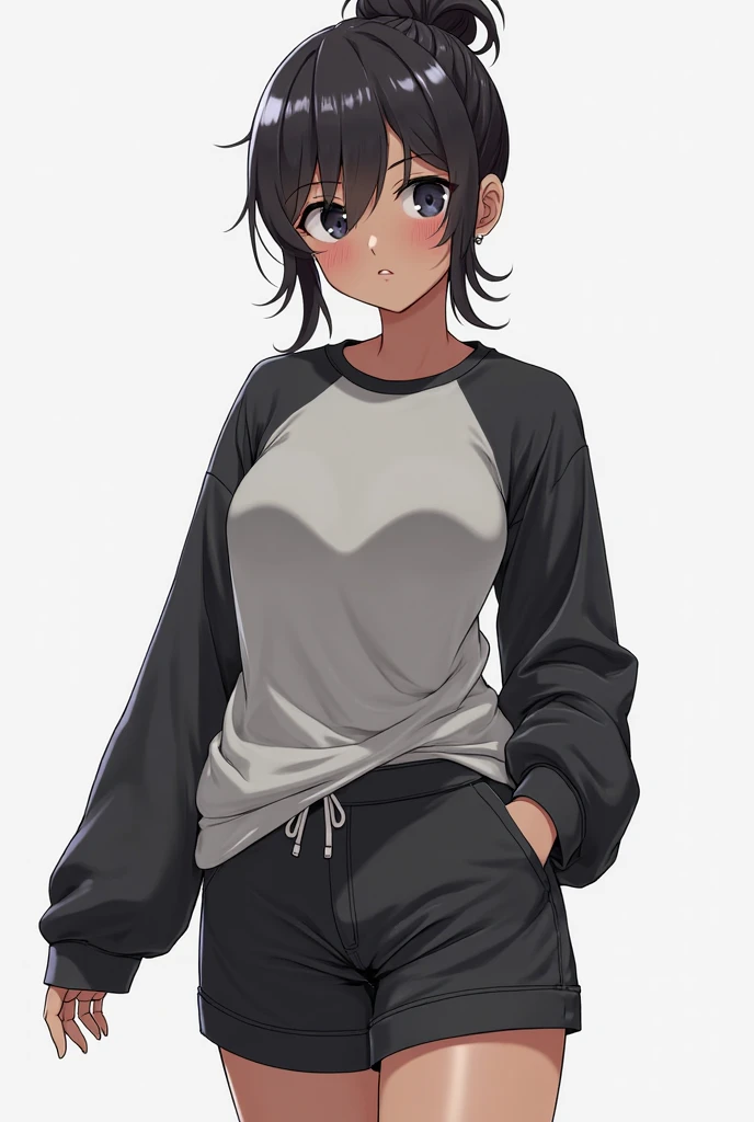 masterpiece, best quality, waist up,1girl,the highest image quality, 31-year-old mature woman, looks like rachel bilson, short brown hair, brown eyes, freckles, wearing a white hoodie, black leggings, White background, empty background, waist up , standing normally, RachelBilson