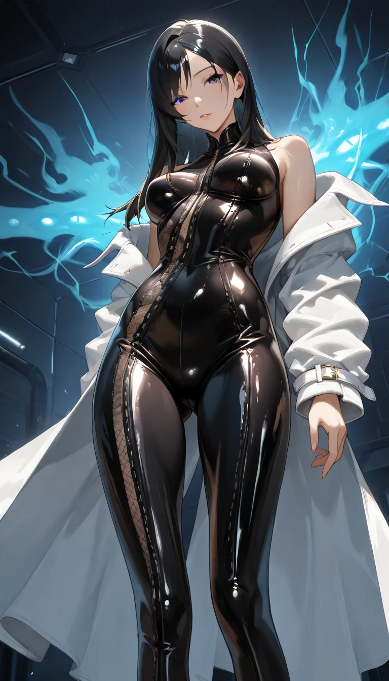 Teenage feminine body, close-up, black tights, exposed, wet, white liquid, best quality, wearing a mask