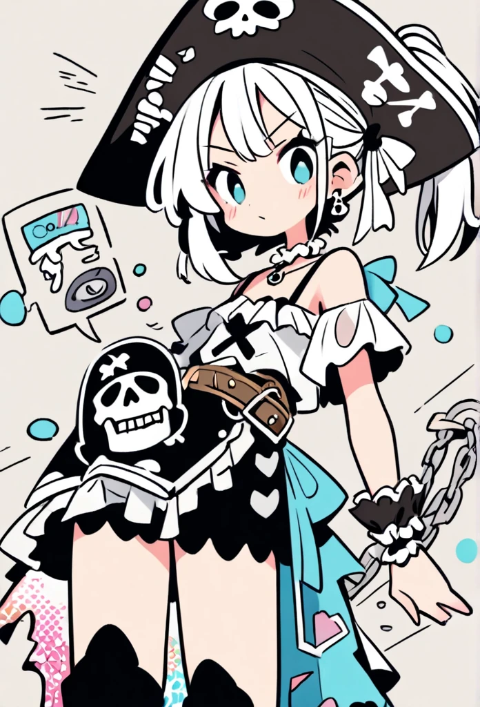 Skeleton character of medium height, military hat with a skull, black military clothing, Good friend