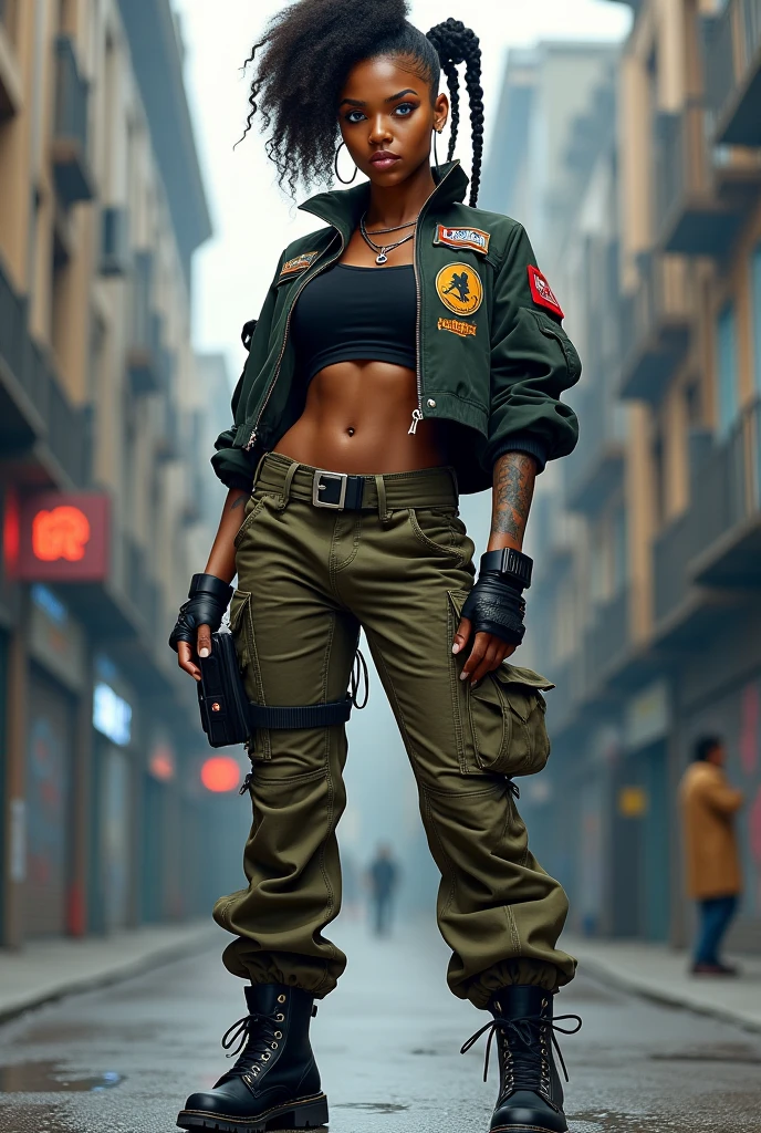 (calidad)), ((obra maestra)),Ariana Grande vestida con chaqueta verde ciborg,dance balet ,(chaqueta student neon verde:1.4), (miniskirt transparente amarillo colegiala ciborg:1.4),(fondo pared de hielo congelado caverna:1.4), cabello largo white canoso, El mejor, obra maestra, high resolution, El mejor Quality, Ultra High Definition, super details, Obras premiadas, 16k,,(Ojos hermosos azules),  (pose vaquero) ,(chaqueta transparente verde ciberpunk:1.4), (fondo ciudad de Jupiter star wars:1.4), (chaqueta orange+rojo ciborg:1.4), cabello largo rojo, (perfect anatomy ), (tiene un parche en el ojo de pirata:1.4) ,(cyber cyborg orange red chaqueta) , (mostrando vientre plano), (has transparent plastic clothing:1.4) ,(mostrando panties encaje) ,(Piel negra Africana:1.4) ,( ciberpunk 2.1), (cabello largo yellow neon:1.4), (yellow cyberpunk Bluetooth headphones on the head:1.4), 