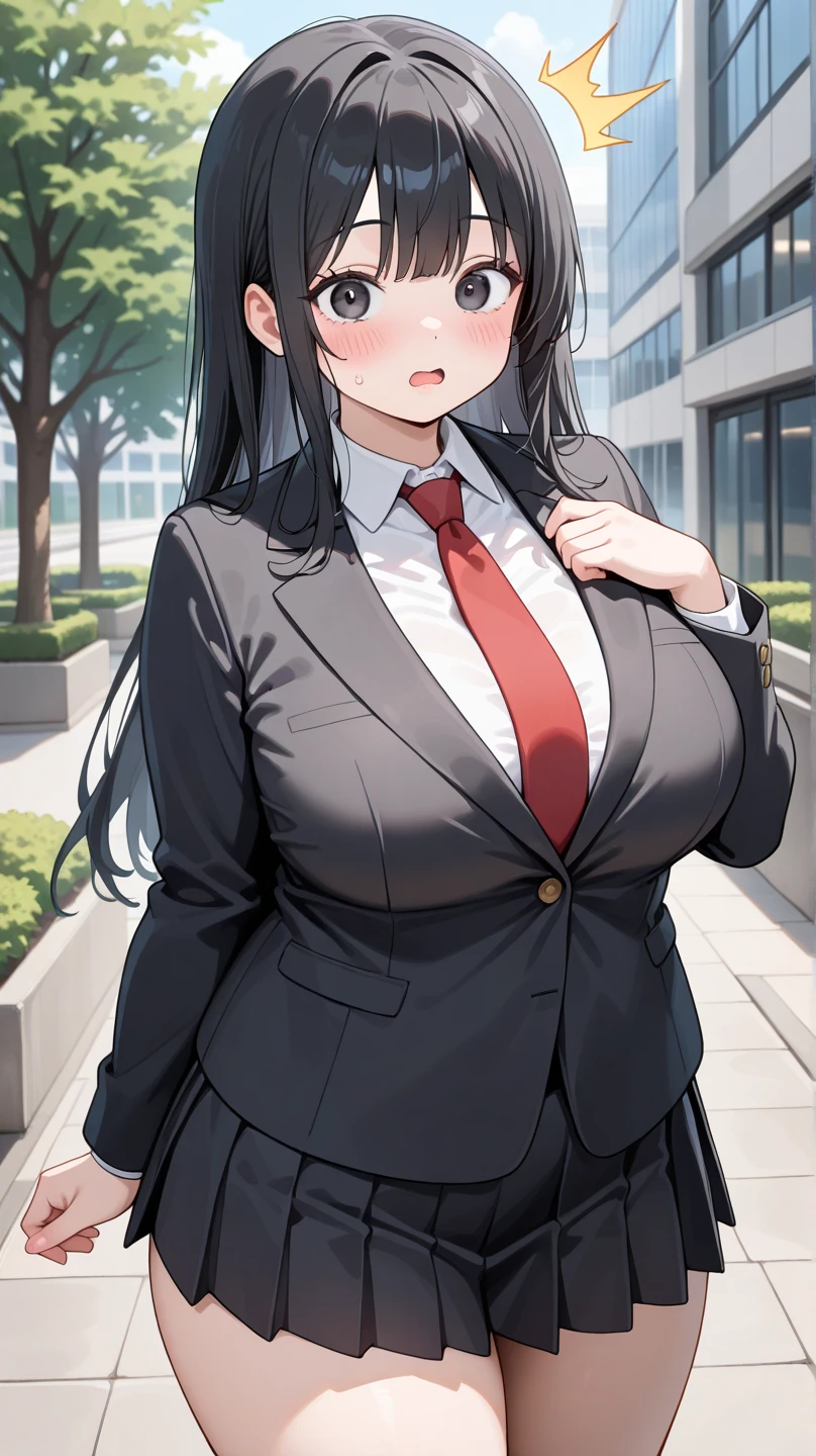 Plump 21 big breasts black hair brown eyes chubby happy longer hair smile black coat
